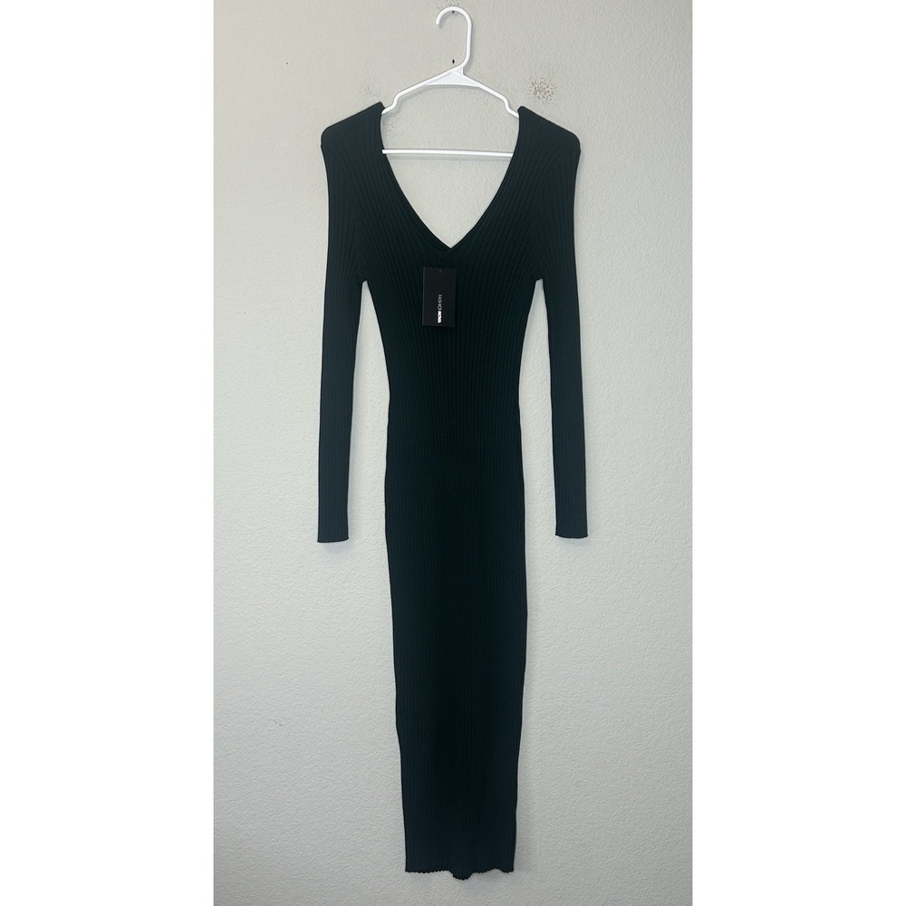 NWT Fashion Nova Kallan Knit Dress Plus Size 1X Hunter Green Stretch Long Sleeve